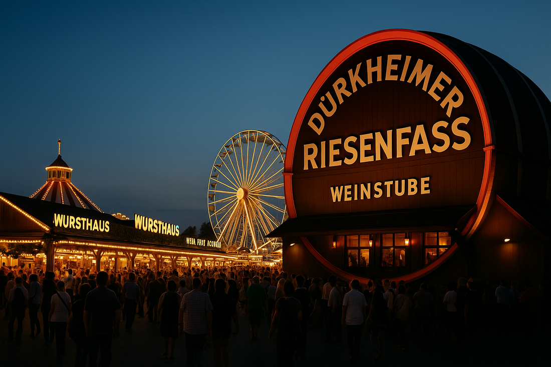 Bad Dürkheimer Wurstmarkt bei Nacht am Weinfass