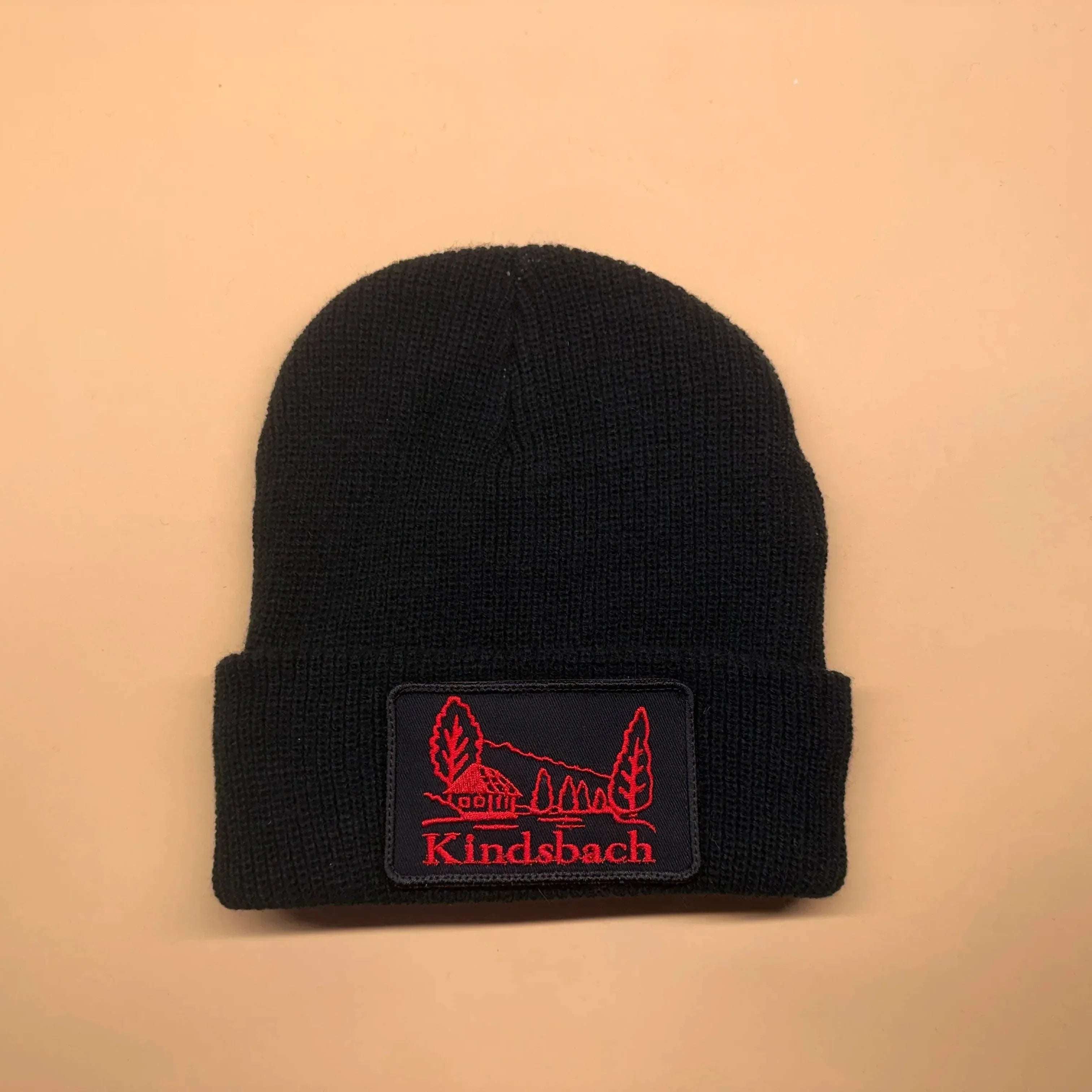 Beanie mit Klettfläche + Kindsbach Patch – Warmes Winter-Bundle mit Heimatgefühl - Pfälzer Löwen