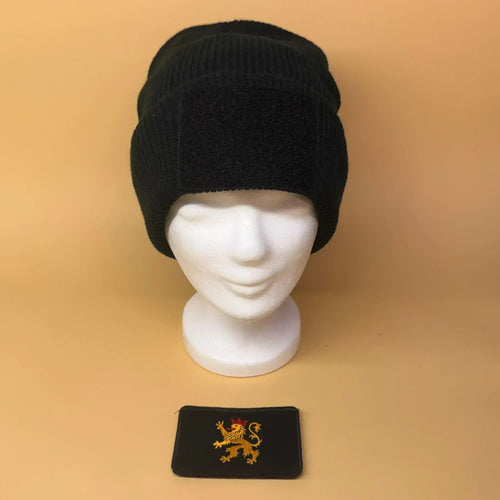 Beanie mit Klettfläche + Pfälzer Löwe Patch – Warmes Winter-Bundle für echte Pfälzer - Pfälzer Löwen