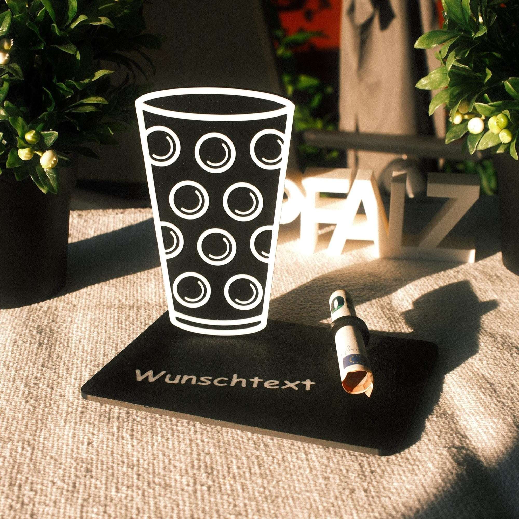 Personalisierbares Geldgeschenk Dubbeglas – Geschenkidee für Weinliebhaber aus der Pfalz - Geschenk Pfälzer Löwen