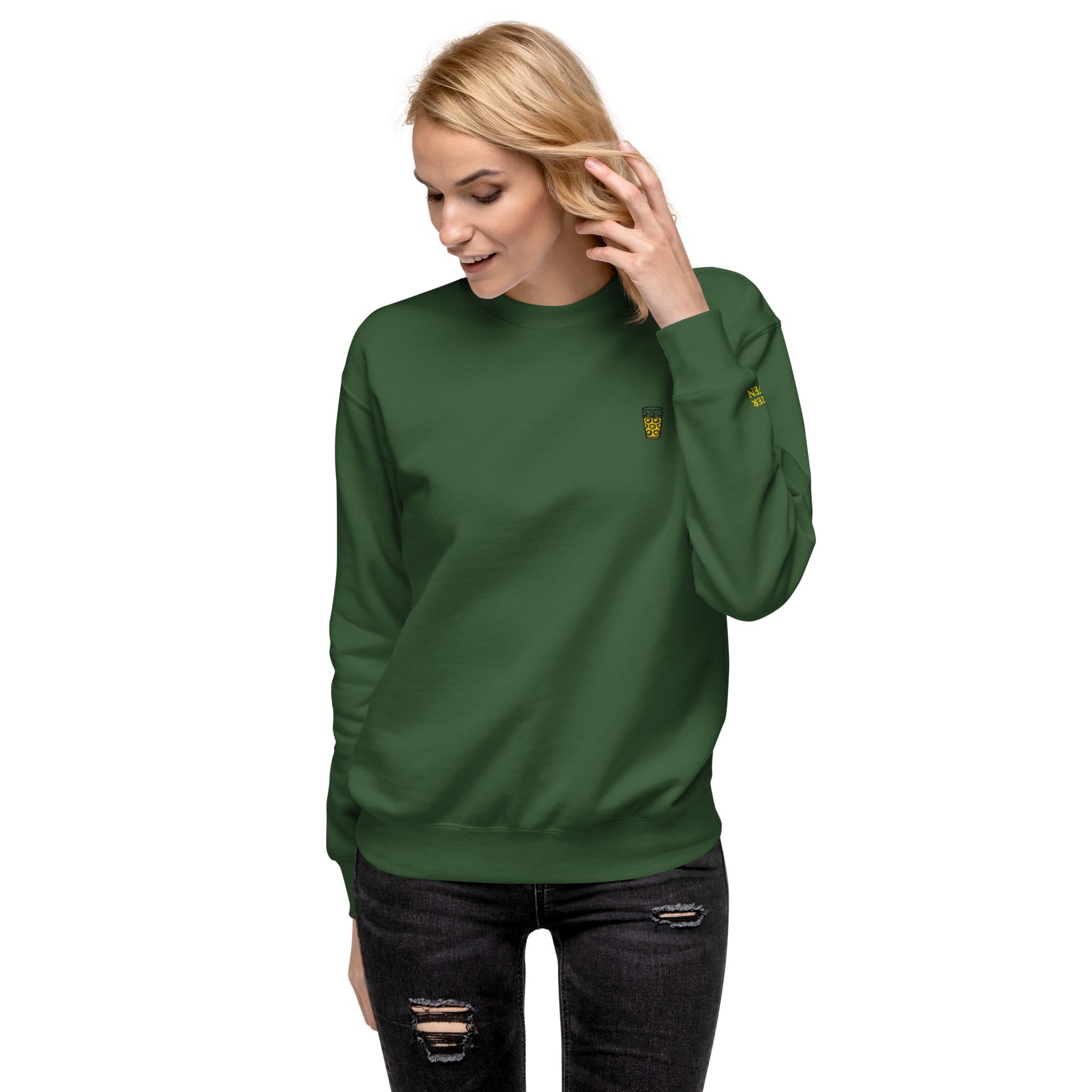 Gesticktes "Dubbeglas" Sweatshirt Unisex